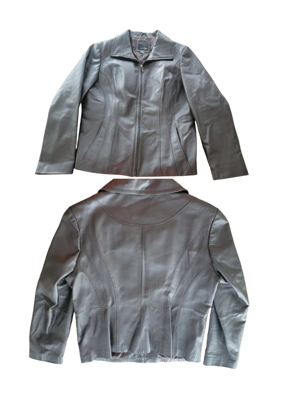 EAST 5TH Fitted Brown Leather Jacket Fully Lined Blazer/Jacket Zip Up - Picture 3 of 13